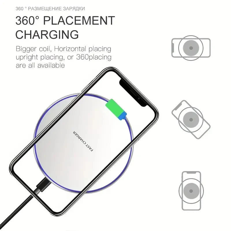 30W Fast Wireless Charger Pad – Qi Charging Dock for iPhone 15/14/13/12 Pro Max, Samsung S23/S22, Xiaomi, Huawei