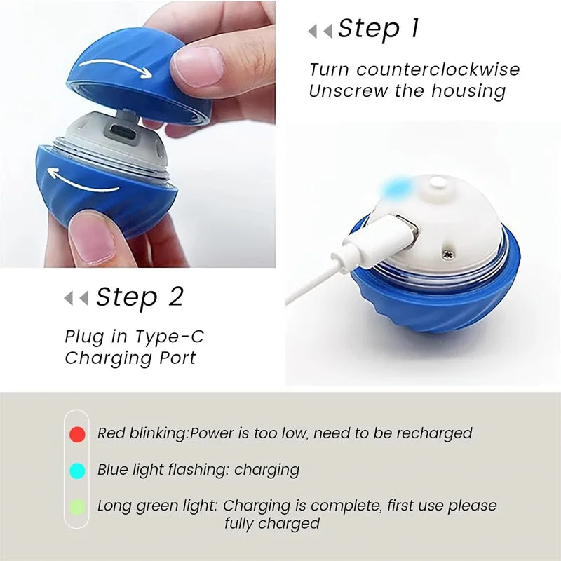 Smart Interactive Pet Toy Ball – USB Rechargeable Automatic Bouncing Ball for Dogs & Cats