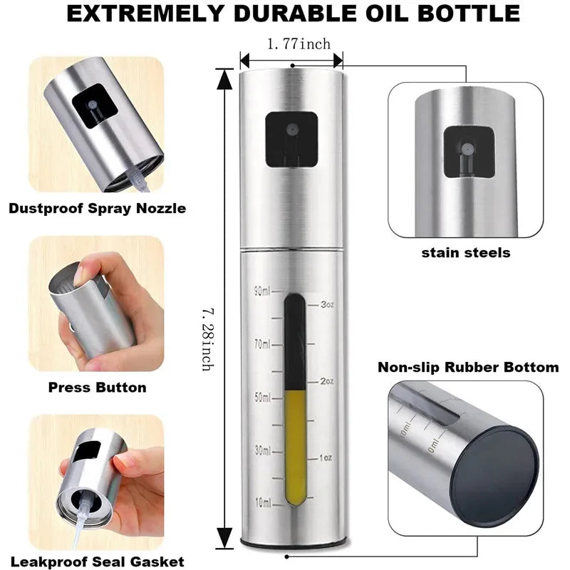 Healthy Cooking Oil Sprayer – 304 Stainless Steel Olive Oil & Vinegar Spray Bottle for BBQ & Kitchen Use